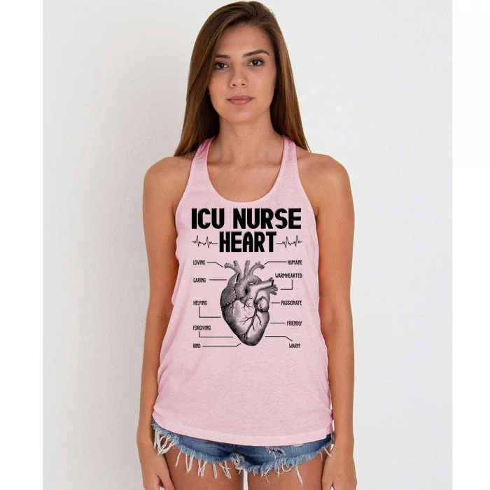 ICU Nurse Heart Women's Knotted Racerback Tank