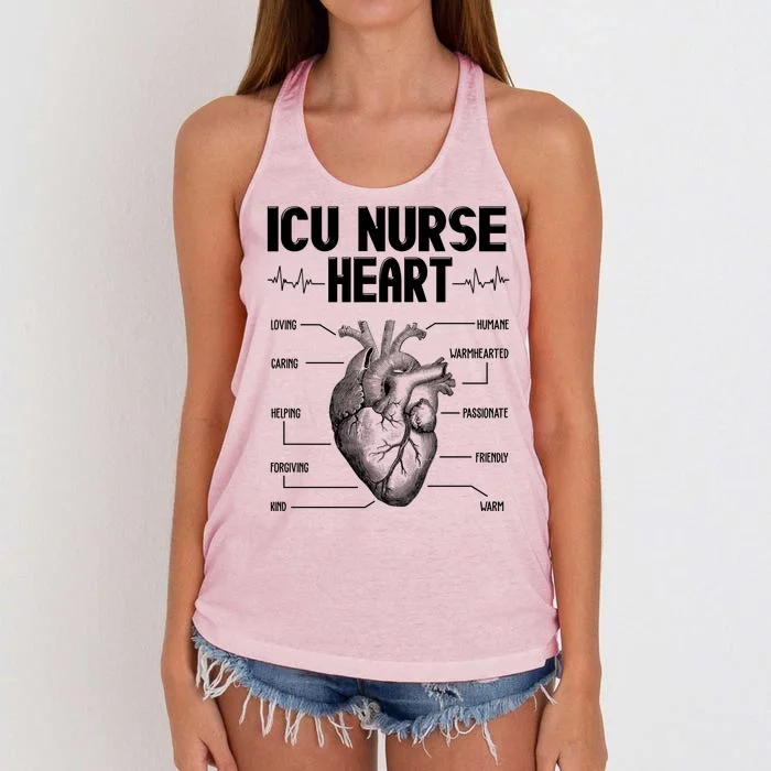 ICU Nurse Heart Women's Knotted Racerback Tank