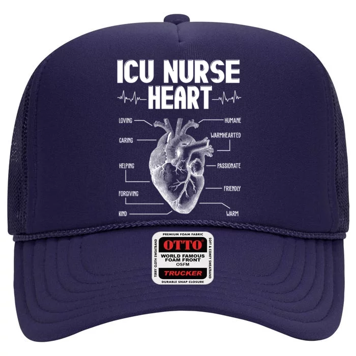 ICU Nurse Heart High Crown Mesh Trucker Hat