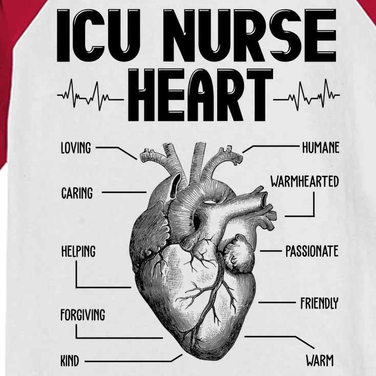 ICU Nurse Heart Kids Colorblock Raglan Jersey