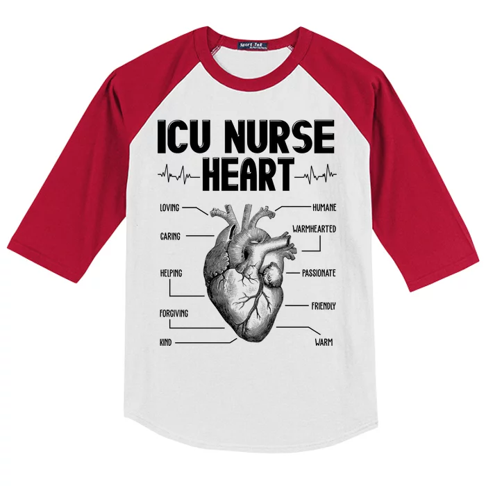 ICU Nurse Heart Kids Colorblock Raglan Jersey