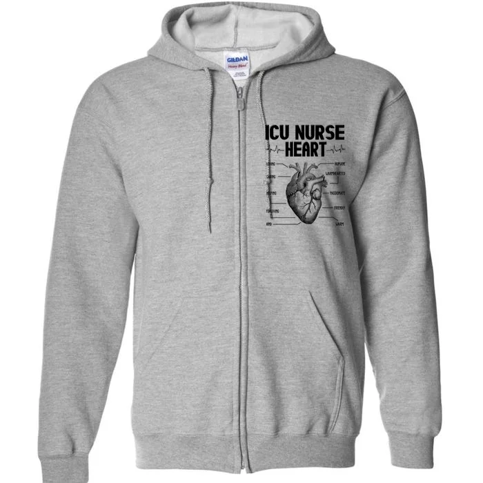 ICU Nurse Heart Full Zip Hoodie