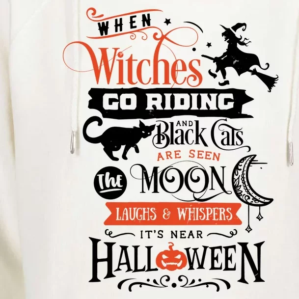 Its Near Halloween Witches Go Riding Festive Womens Funnel Neck Pullover Hood