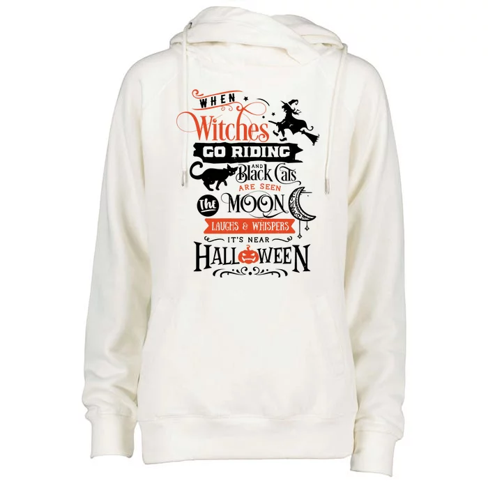 Its Near Halloween Witches Go Riding Festive Womens Funnel Neck Pullover Hood