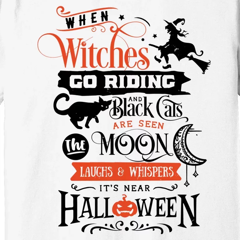 Its Near Halloween Witches Go Riding Festive Premium T-Shirt