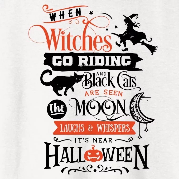 Its Near Halloween Witches Go Riding Festive Women's Crop Top Tee