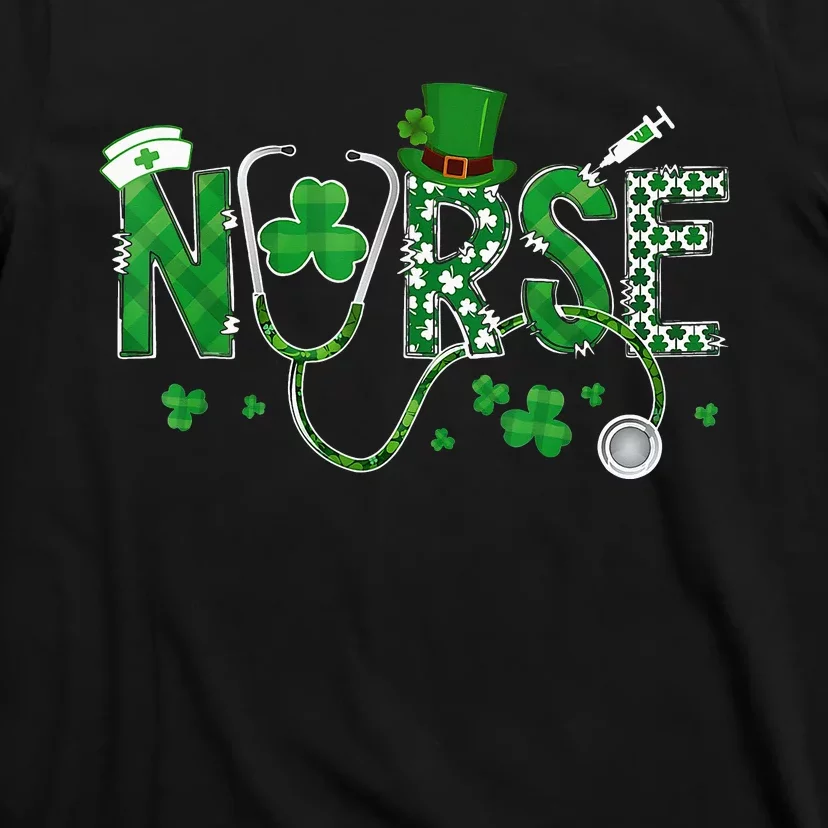 Irish Nurse Heartbeat Stethoscope Lucky St. Patricks Day T-Shirt