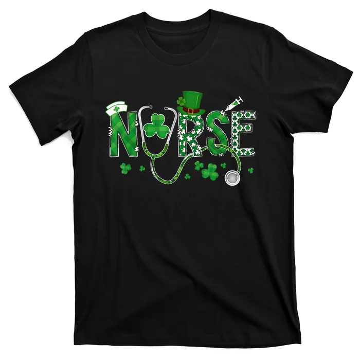 Irish Nurse Heartbeat Stethoscope Lucky St. Patricks Day T-Shirt