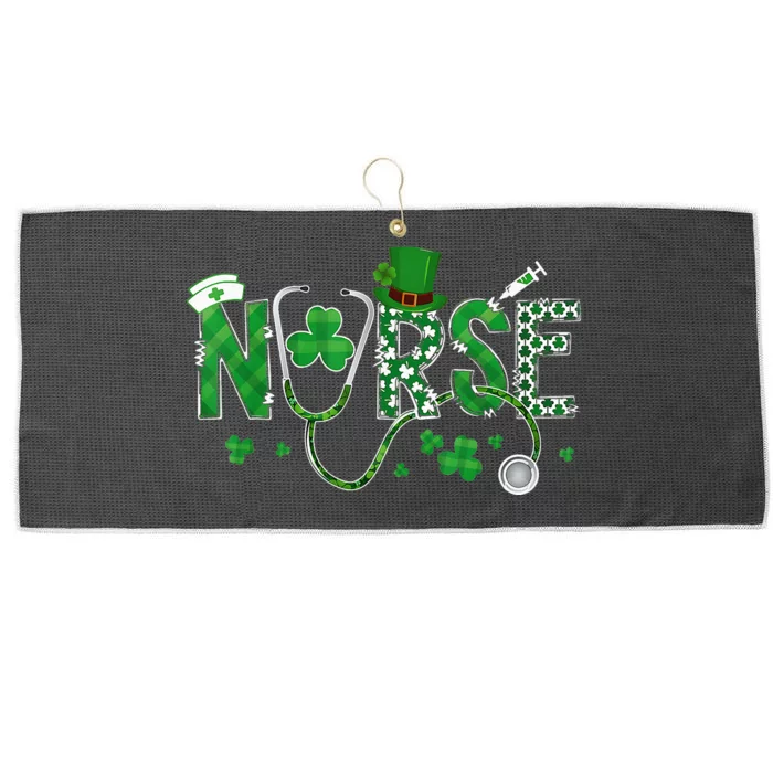 Irish Nurse Heartbeat Stethoscope Lucky St. Patricks Day Large Microfiber Waffle Golf Towel