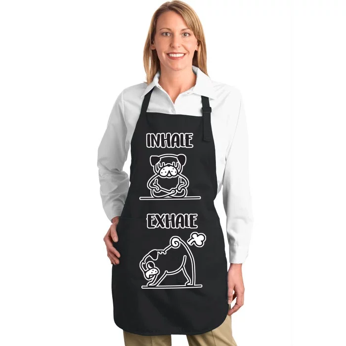 Inhale Exhale Pug Full-Length Apron With Pocket