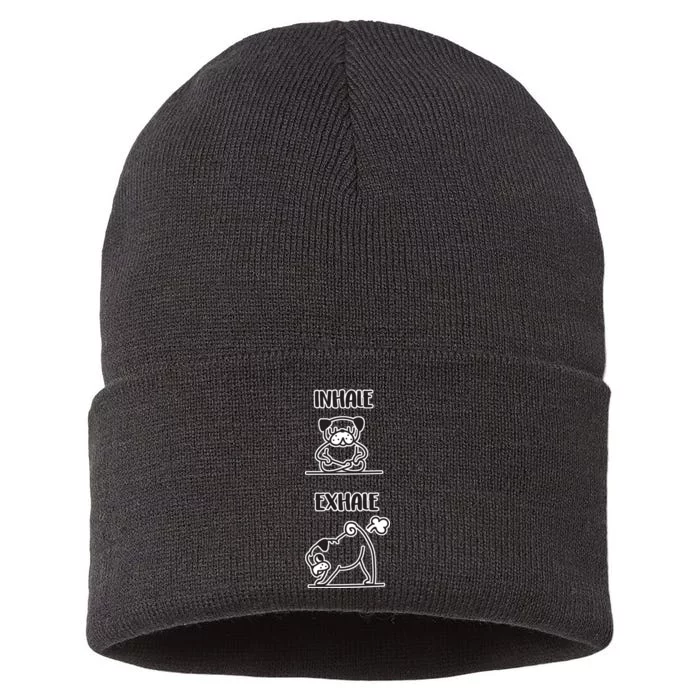 Inhale Exhale Pug Sustainable Knit Beanie