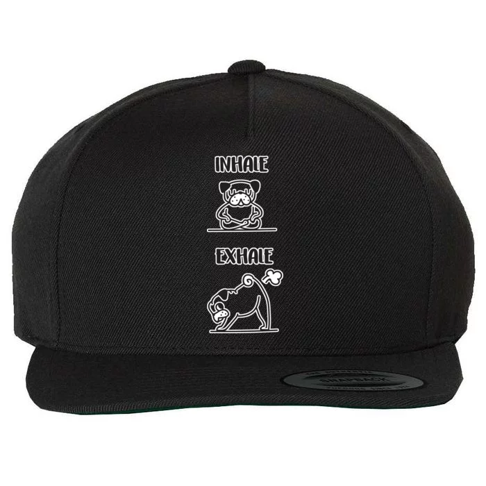 Inhale Exhale Pug Wool Snapback Cap