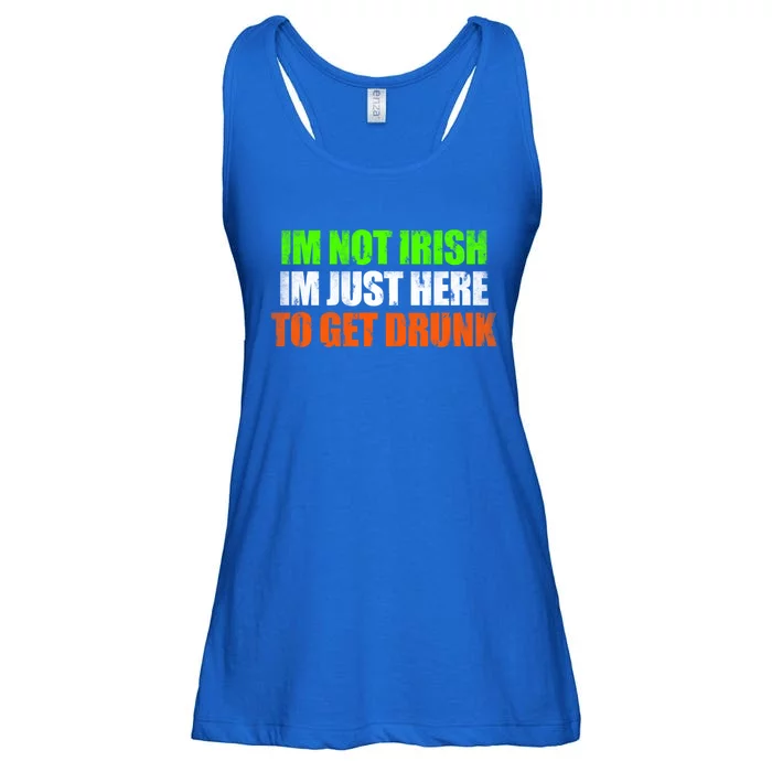 Im Not Irish Im Here To Get Drunk Humor Funny St Paddys Day Cute Gift Ladies Essential Flowy Tank