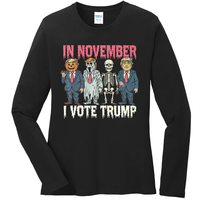 In November I Vote Trump Funny Halloween Political Ladies Long Sleeve Shirt