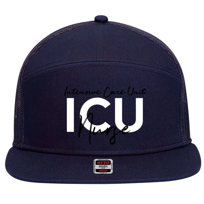 Icu Nurse Intensive Care Unit Meaningful Gift 7 Panel Mesh Trucker Snapback Hat