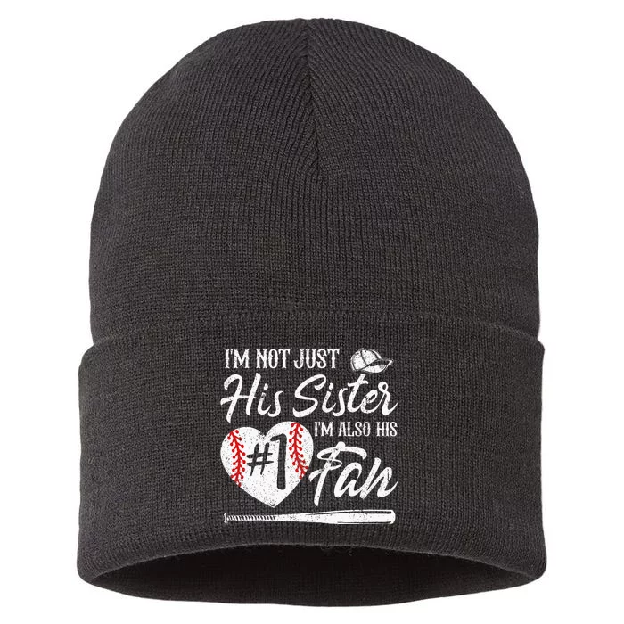 Im Not Just His Sister Im His Number One Fan Baseball Cute Sustainable Knit Beanie