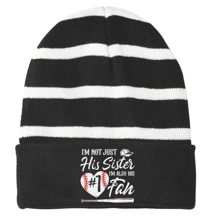 I'm Not Just His Sister I'm His Number One Fan Baseball Cute Striped Beanie with Solid Band