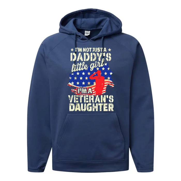 I'm Not Just A Daddy's Little Girl I'm Veteran's Daughter US Long Sleeve Performance Fleece Hoodie