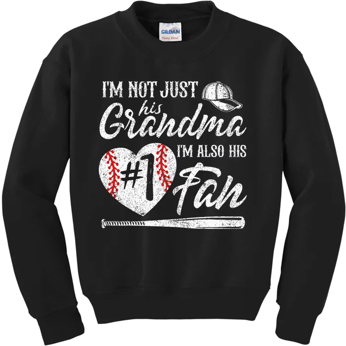 Im Not Just His Grandma Im His Number One Fan Baseball Cute Kids Sweatshirt