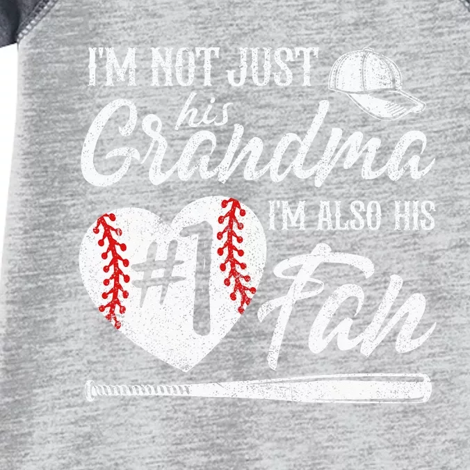 Im Not Just His Grandma Im His Number One Fan Baseball Cute Infant Baby Jersey Bodysuit