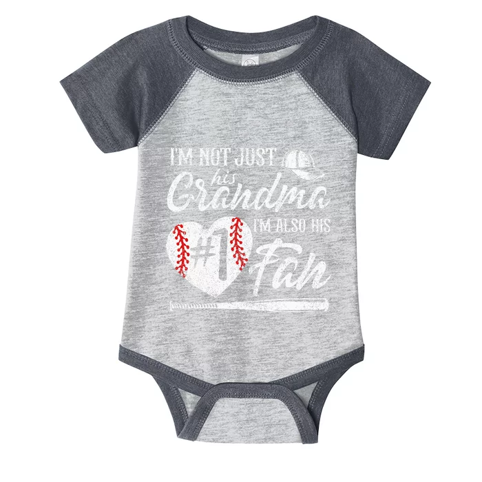 Im Not Just His Grandma Im His Number One Fan Baseball Cute Infant Baby Jersey Bodysuit