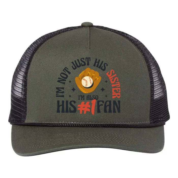 I'm Not Just His Sister I'm Also His Number One Fan Cute Baseball Retro Rope Trucker Hat Cap