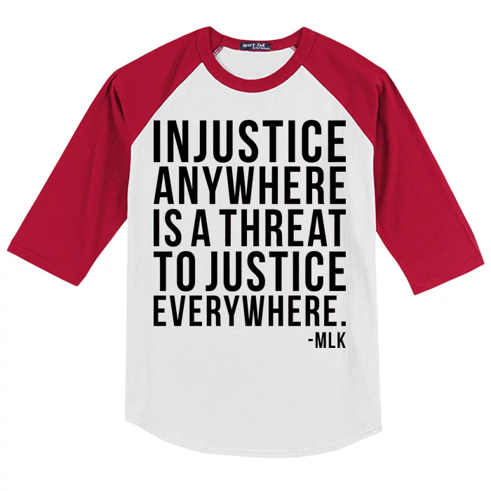 Injustice Anywhere is a Threat to JUSTICE Everywhere MLK Kids Colorblock Raglan Jersey