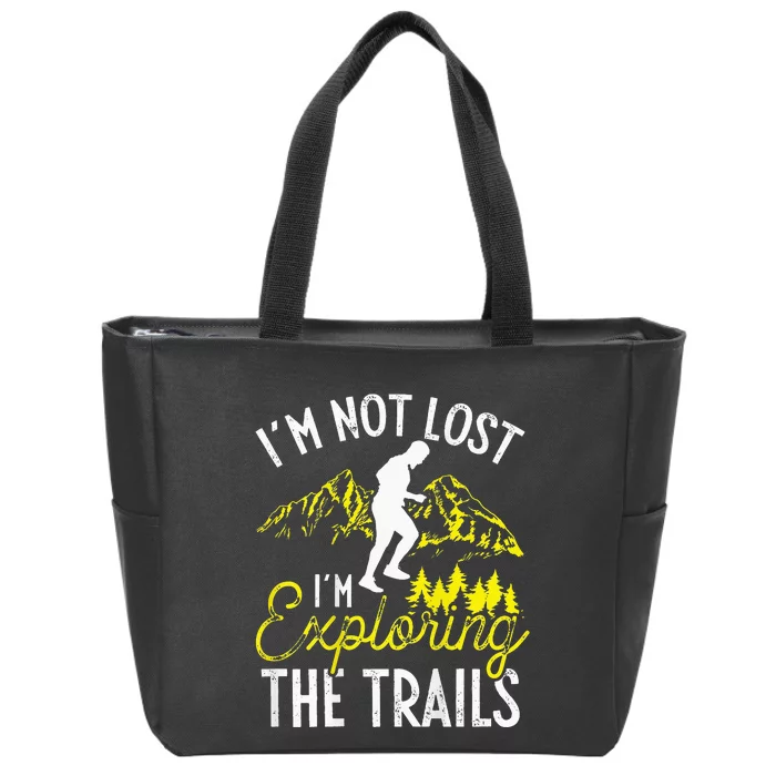 I'm Not Lost Im Exploring The Trails Backprint Funny Running Zip Tote Bag