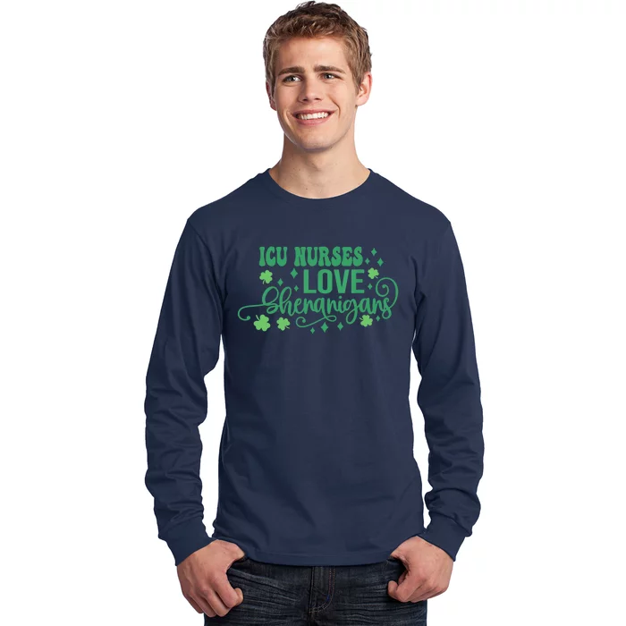 ICU Nurses Love Shenanigans St Patricks Day Irish Shamrock Long Sleeve Shirt