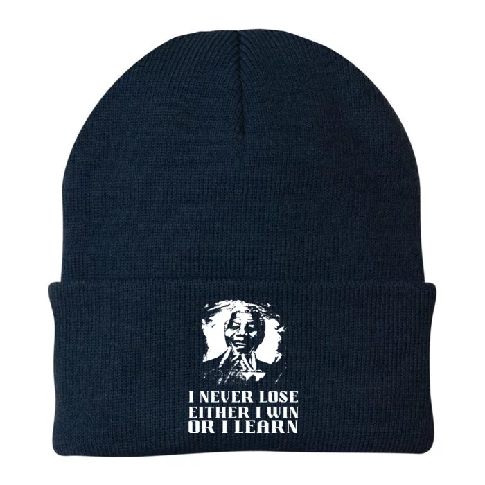 I Never Lose Either I Win Or I Learn Mandela's Motivational Knit Cap Winter Beanie