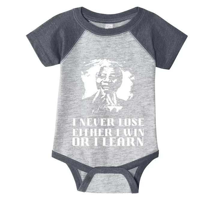 I Never Lose Either I Win Or I Learn Mandela's Motivational Infant Baby Jersey Bodysuit