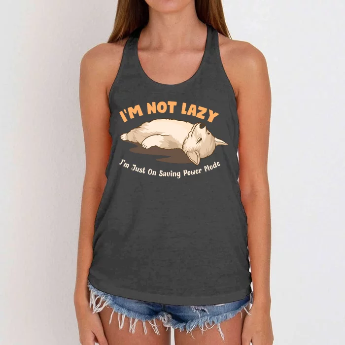 Im Not Lazy I'm Just On Saving Power Mode Women's Knotted Racerback Tank