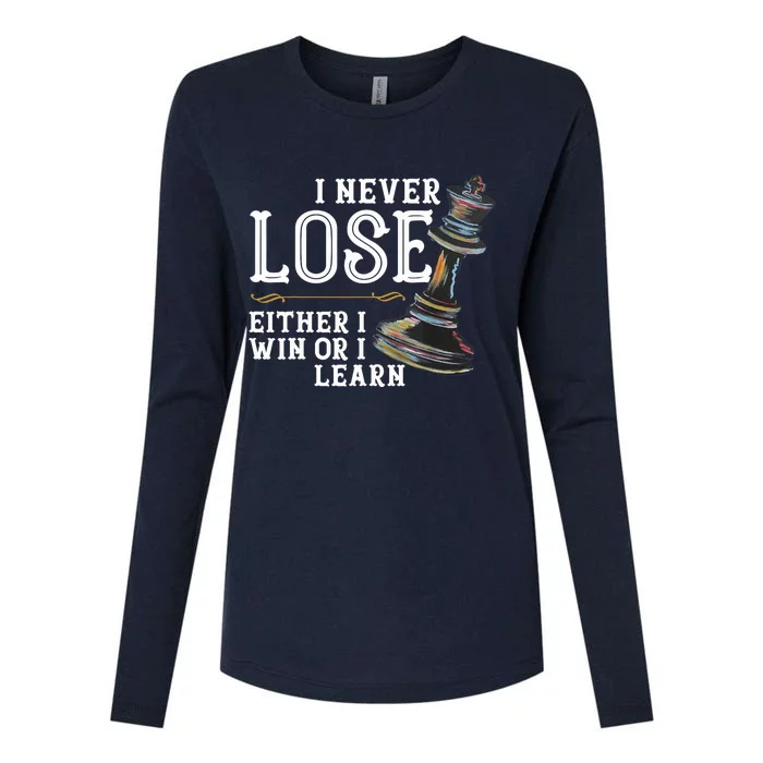 I Never Lose Either I Win Or I Learn Chess Lover Womens Cotton Relaxed Long Sleeve T-Shirt