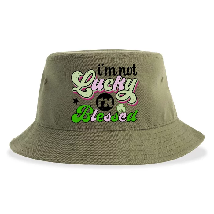 I'm Not Lucky I'm Blessed St Patrick's Day Shamrock Sustainable Bucket Hat