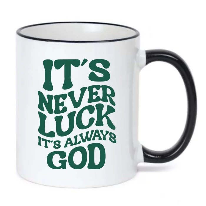 Its Never Luck Its Always God Retro Groovy Black Color Changing Mug