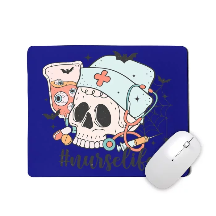 Icu Nurse Life Retro Halloween Costume Skull Gift Mousepad