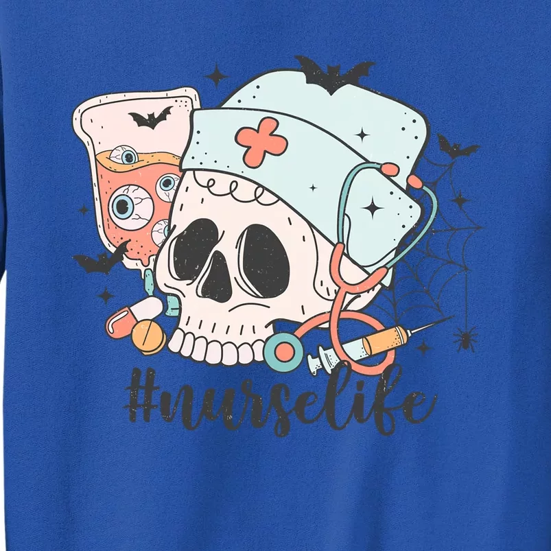 Icu Nurse Life Retro Halloween Costume Skull Gift Tall Sweatshirt