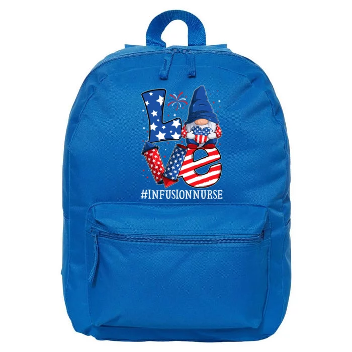 Infusion Nurse Love 4th Of July Gnome Usa Patriotic Gift 16 in Basic Backpack