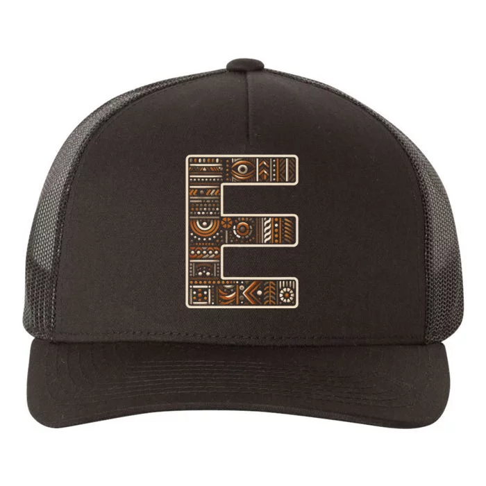 Initial Name Letter E Alphabet In Ethnic Art Style Yupoong Adult 5-Panel Trucker Hat