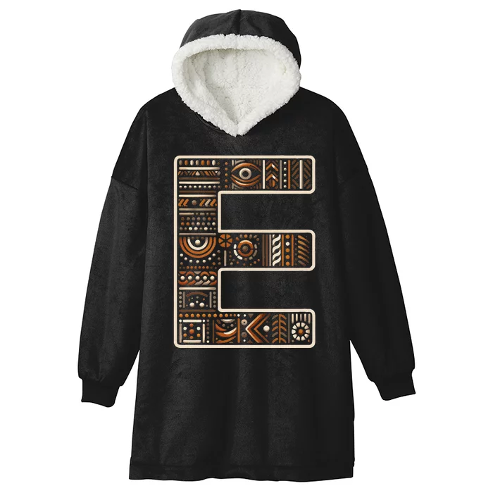 Initial Name Letter E Alphabet In Ethnic Art Style Hooded Wearable Blanket