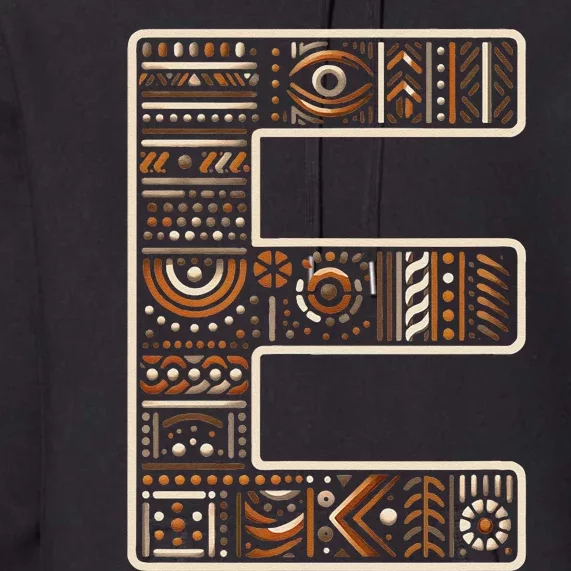 Initial Name Letter E Alphabet In Ethnic Art Style Premium Hoodie