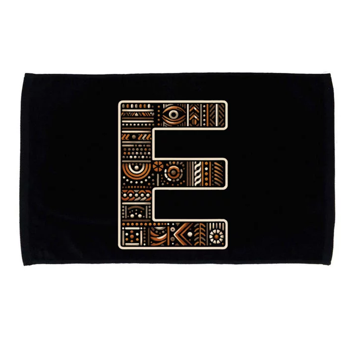 Initial Name Letter E Alphabet In Ethnic Art Style Microfiber Hand Towel