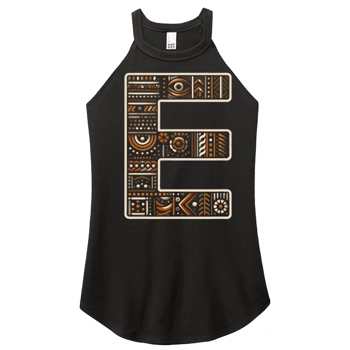 Initial Name Letter E Alphabet In Ethnic Art Style Women’s Perfect Tri Rocker Tank