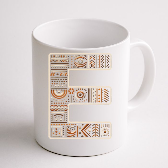 Initial Name Letter E Alphabet In Ethnic Art Style Front & Back Coffee Mug