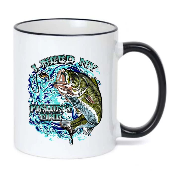 I Need My Fishing Time Black Color Changing Mug