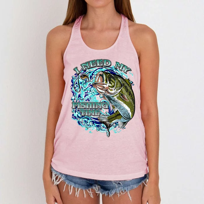 I Need My Fishing Time Women's Knotted Racerback Tank