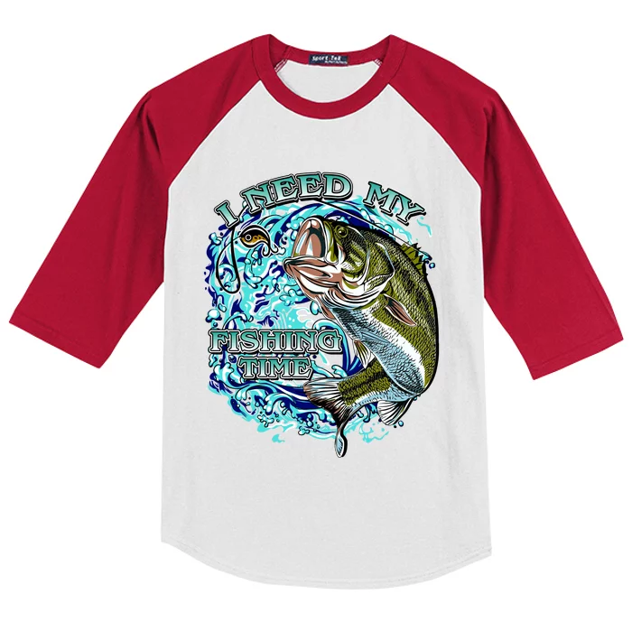 I Need My Fishing Time Kids Colorblock Raglan Jersey