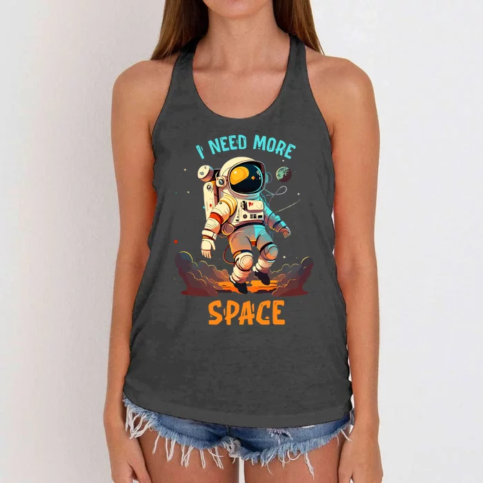 I Need More Space Sarcastic Astronaut Lover Women's Knotted Racerback Tank