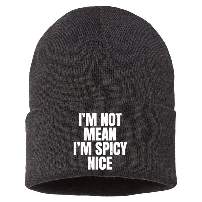 Im Not Mean Im Spicy Nice Funny Sustainable Knit Beanie