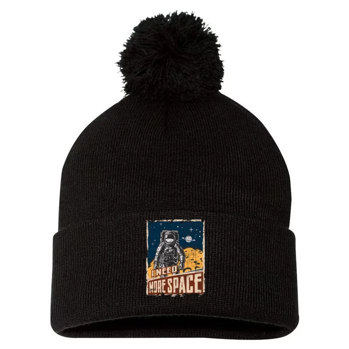 I Need More Space Universe Planets Astronaut Pom Pom 12in Knit Beanie